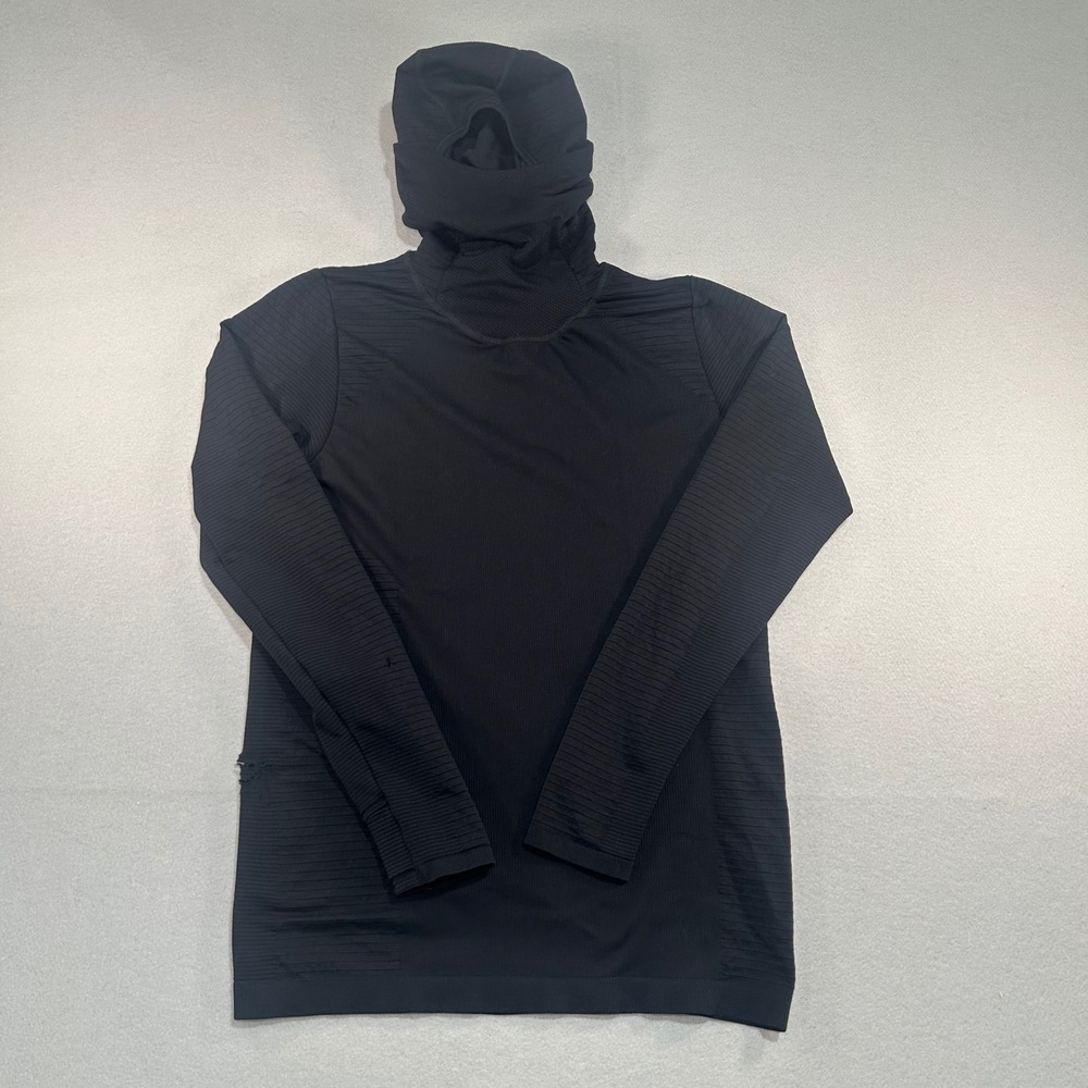 Athleta Flurry Balaclava Rib Top Women XL Black Long Sleeve Hooded Performance